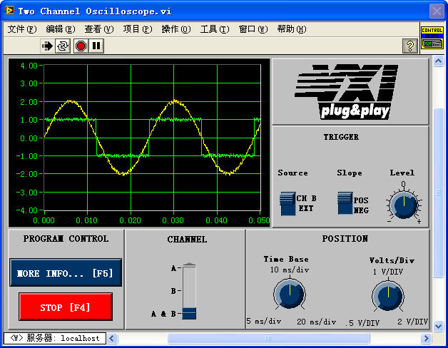 LabVIEW Built-in Dual-Channel Oscilloscope Example